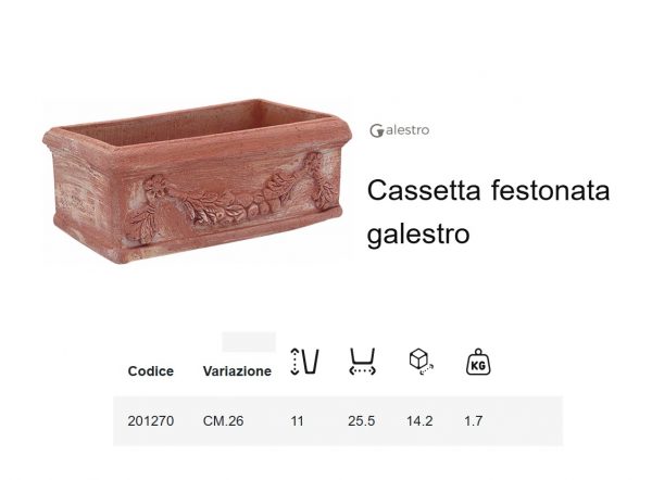 Cassetta Festonata Galestro 26cm